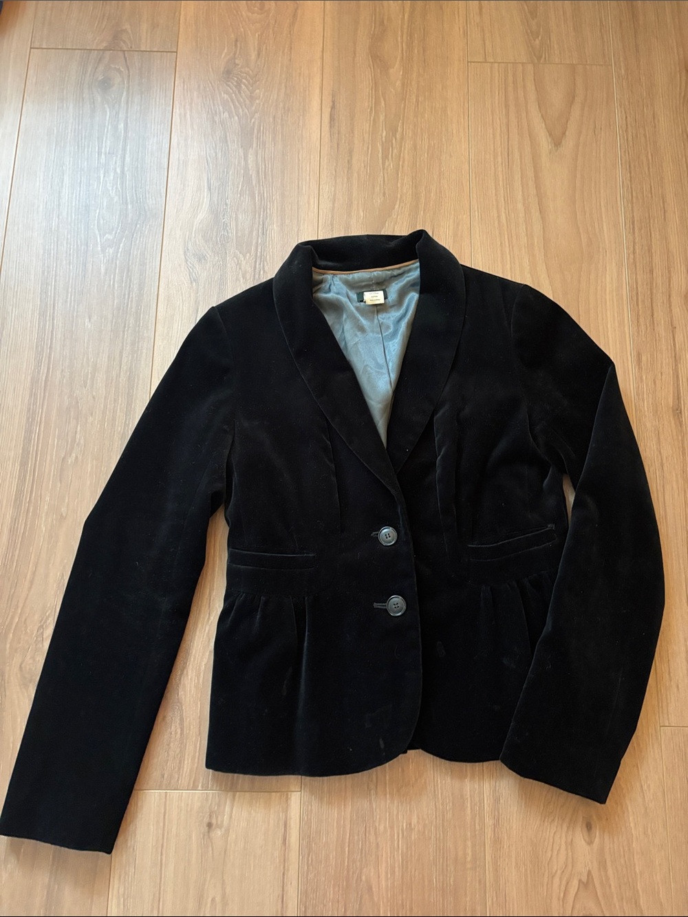 JCrew FA09 Black Women's Velvet Blazer Jacket - Classic Tailored Style